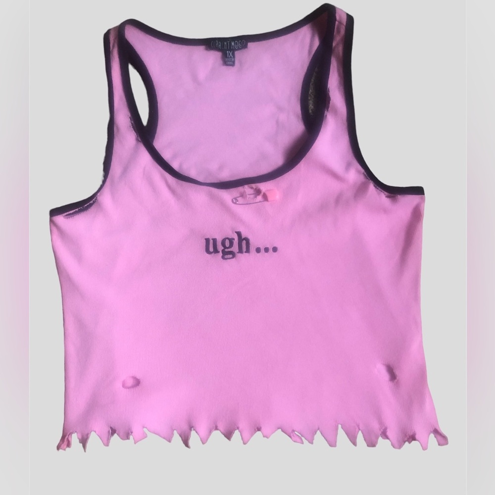 Current Mood Pink Distressed Tank Top from Dolls Kill